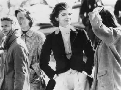 U.S. First Lady Jackie Kennedy at the Piedmont Foxhounds Races in Upperville, Virginia on March 26, 1961.