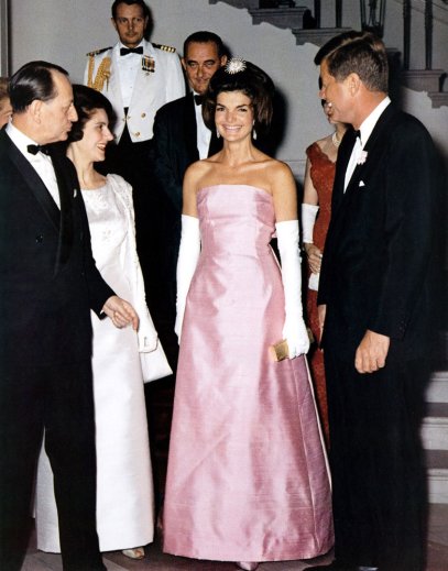 U.S. President John Kennedy and First Lady Jackie receive French Minister of Culture Andre Malraux at the White House in Washington, D.C., on May 11, 1962.