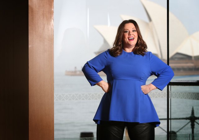 American actress Melissa McCarthy poses during a photo shoot at the Park Hyatt Hotel in Sydney, New South Wales ahead of the premiere of her new film 'The Boss'.