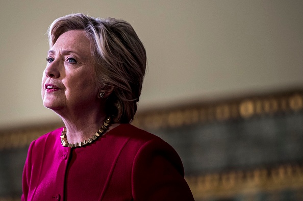 For a day of Pennsylvania campaigning, Democratic Nominee for President of the United States former Secretary of State Hillary Clinton speaks to reporters during a press conference in Harrisburg, Pennsylvania on Tuesday October 4, 2016.