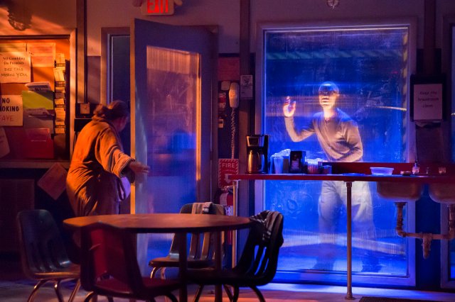 Lynda Gravatt, left, and Adesola Osakalumi in the play ?Skeleton Crew? at Atlantic Stage 2 in New York, Jan. 5, 2016. The play, set in an automobile stamping factory during the peak of the Great Recession, features characters navigating an uncertain path between comfort and chaos, lawfulness and criminality, mutual support and blinkered selfishness. (Sara Krulwich/The New York Times)