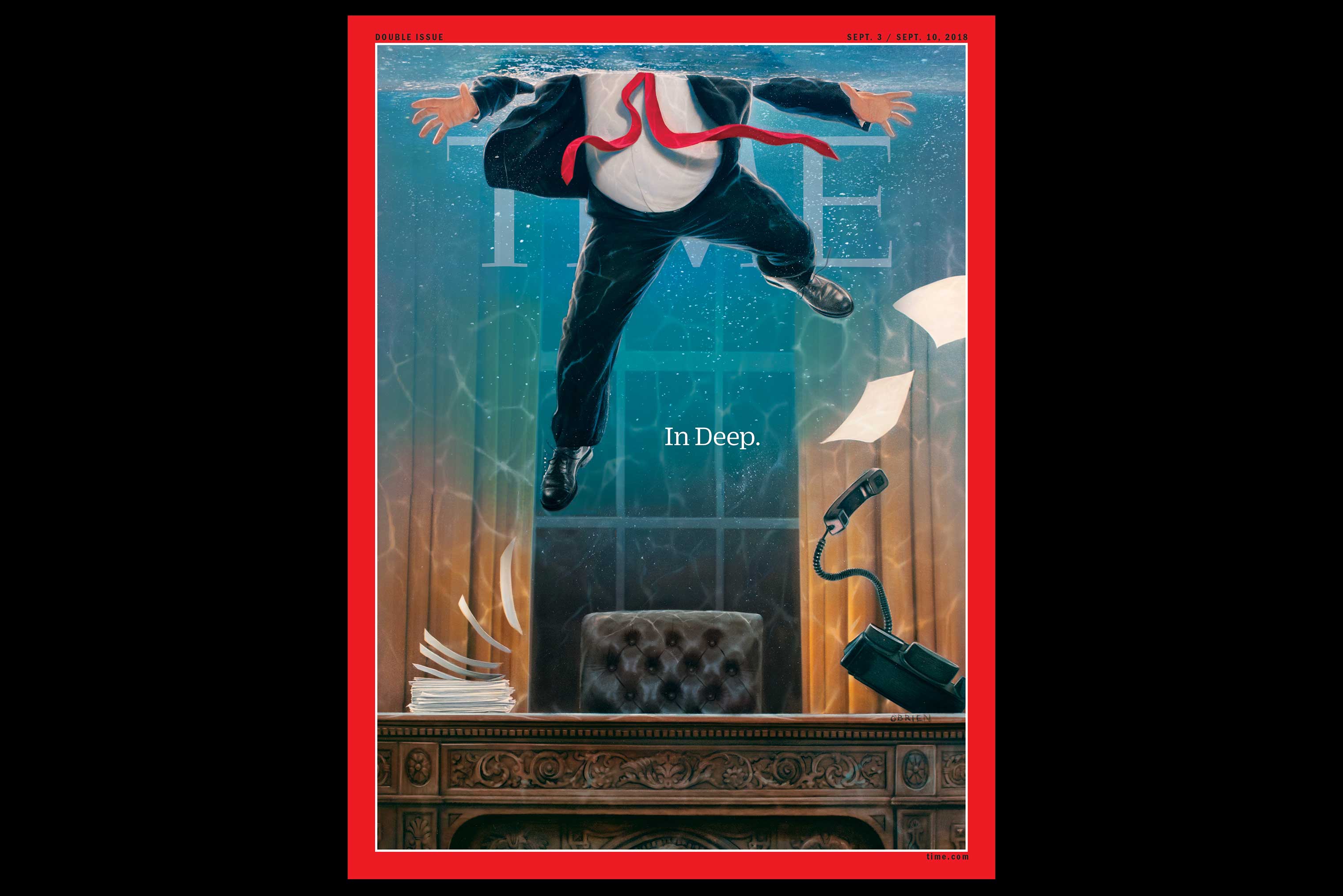 TIME magazine cover In Deep President Trump in Water