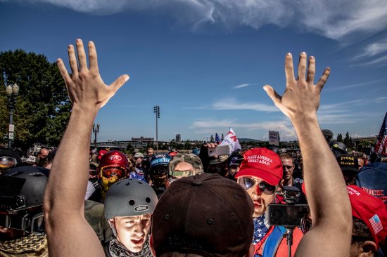 Patriot Prayer Freedom March in Portland, Ore., on August 4, 2018.