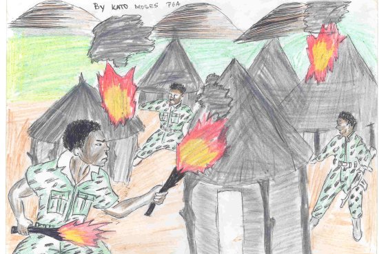 Drawings made by former child soldiers in Uganda.