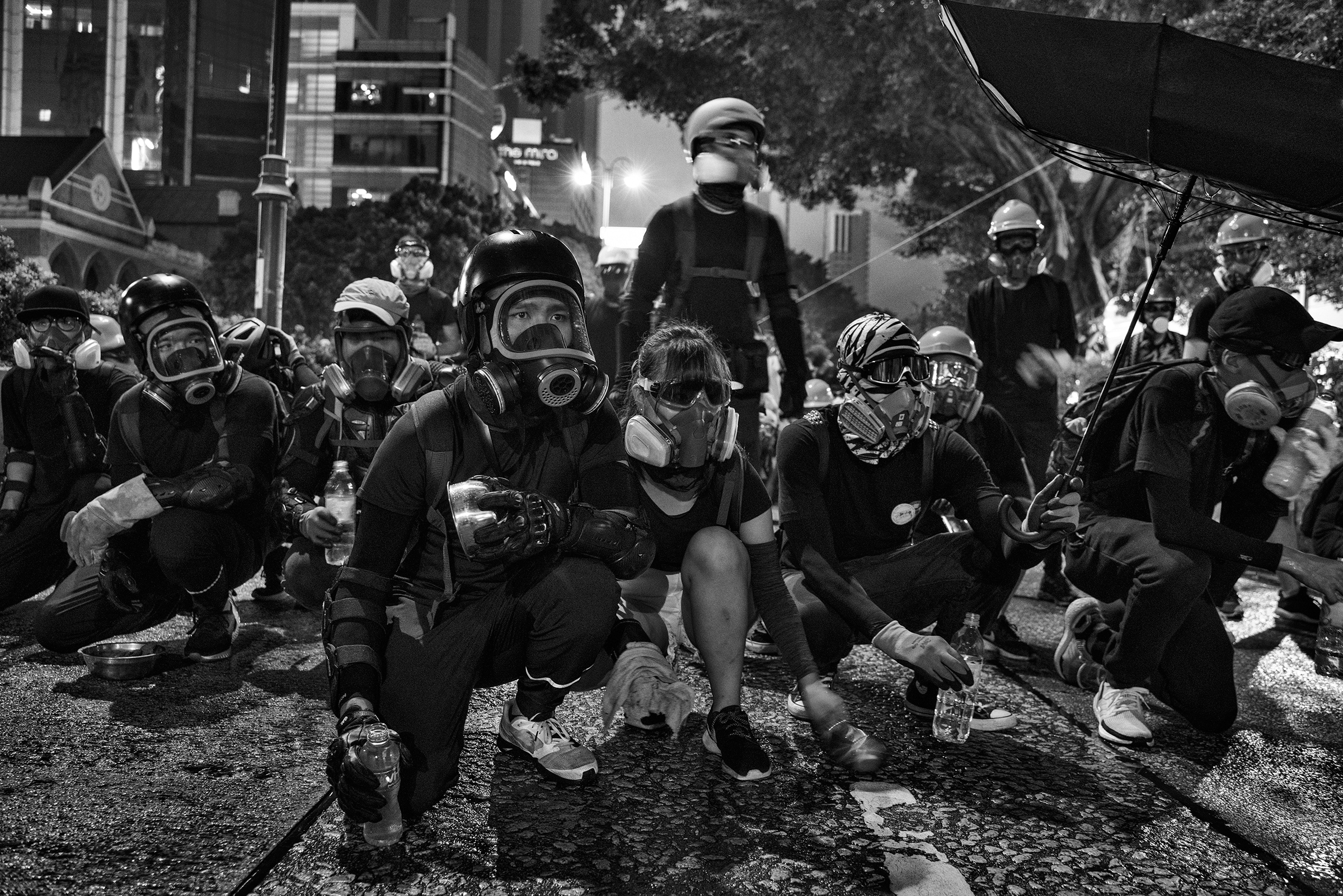 Antigovernment protesters near the Tsim Sha Tsui police station in Kowloon, Hong Kong, on Aug. 11.