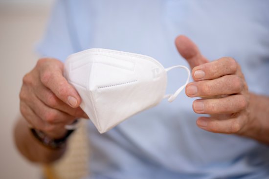 close up of a protective ffp2 mask in the doctor's office during the coronavirus epidemic