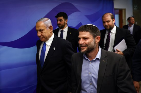 Israeli Prime Minister Benjamin Netanyahu arrives to attend a cabinet meeting at the Prime Minister's office in Jerusalem on Feb. 23