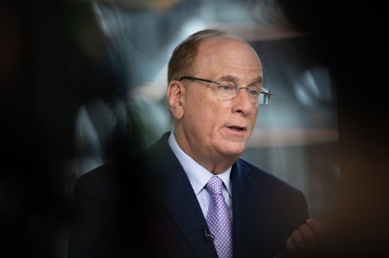 Larry Fink, chairman and chief executive officer of BlackRock Inc., during a Bloomberg Television interview in New York City on Jan. 12, 2024.