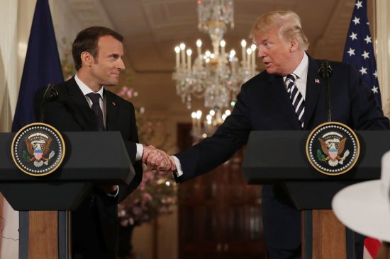 President Trump And French President Macron Hold Joint News Conference In East Room