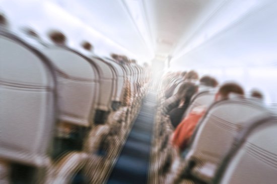 Inside of a plane experiencing turbulence