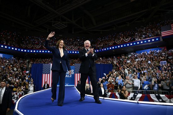 Democratic presidential candidate Kamala Harris and VP pick Tim Walz