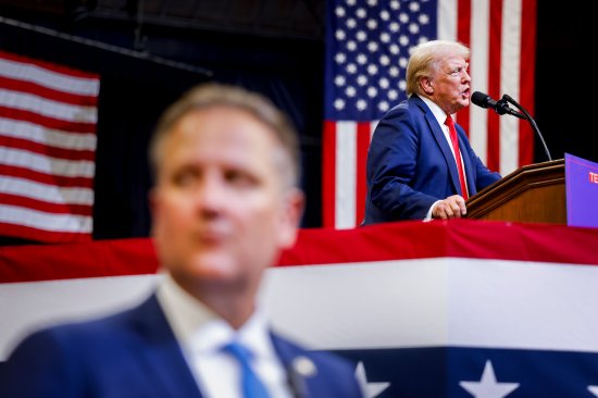 Republican presidential nominee, former President Donald Trump speaks at a rally at the Brick Breeden Fieldhouse at Montana State University in Bozeman on Aug. 9, 2024.