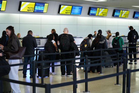 Travelers are seen at the Newark Liberty International Airport ahead of Thanksgiving holiday in New Jersey on Nov. 26, 2024.